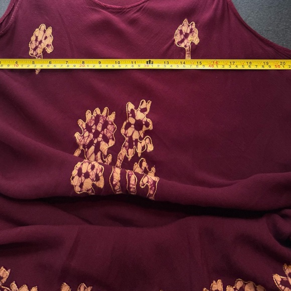 Advance Apparels Burgundy Maxi Dress with gold and embroidered accents - Picture 3 of 8